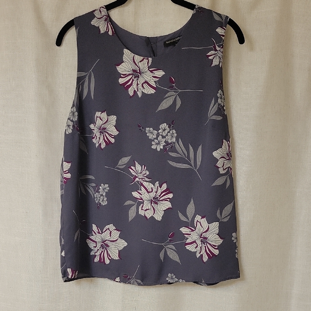 Banana Republic Floral Sleeveless Top - Gray and Purple